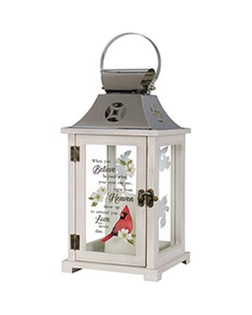 Heaven Lantern Sm. - "When you believe beyond what your eyes can see...signs from heaven show up to remind you love never dies." 6.25"w x 13.5"h x 6.25"d