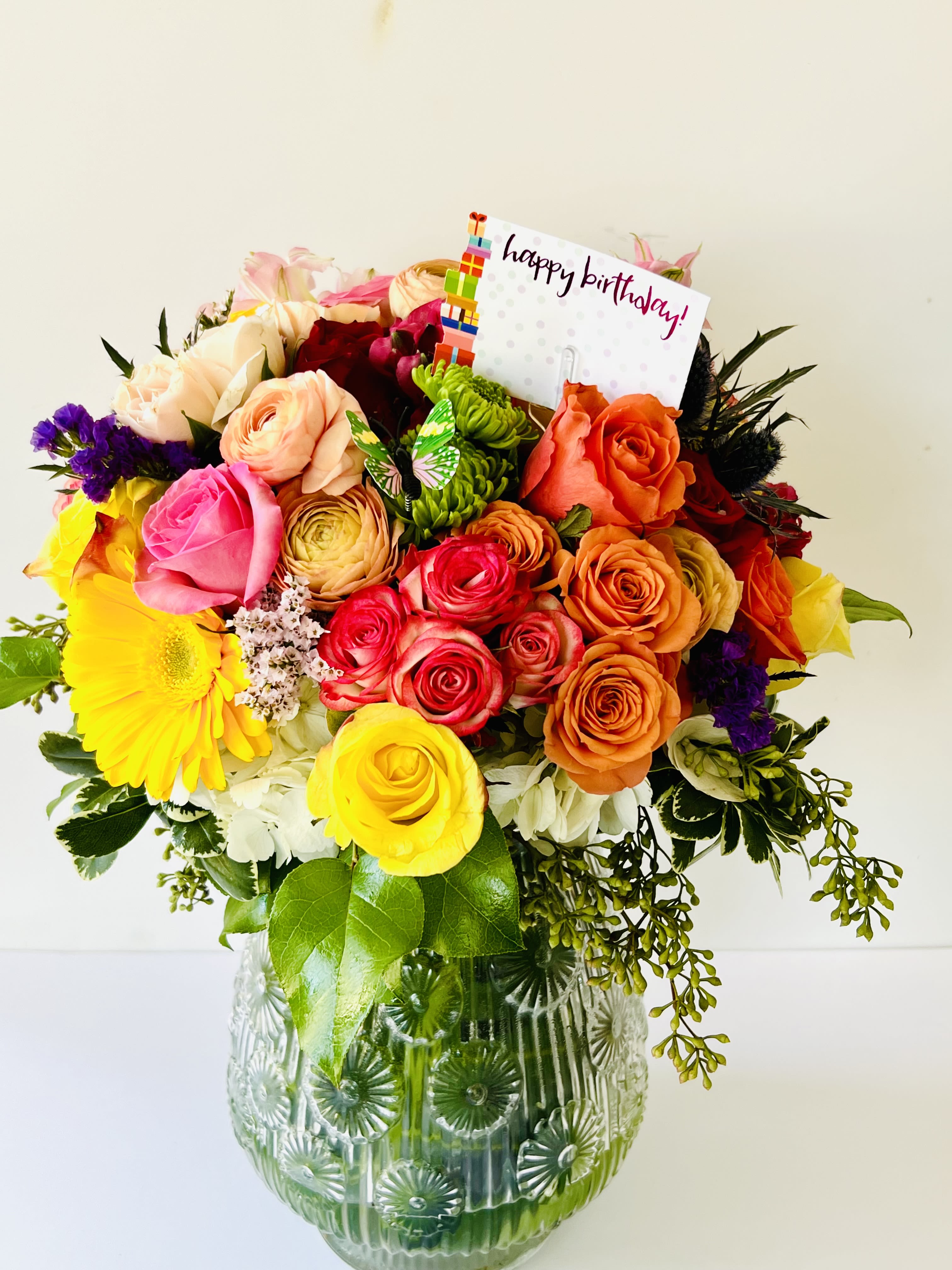 Floral Fiesta  - Floral Fiesta is a dazzling, vibrant bouquet bursting with energy and color, inspired by the lively spirit of spring festivals. This  grand arrangement features a joyful mix of bright and bold flowers, creating a stunning visual celebration. For same day delivery and Free Delivery Options Call 832-973-1376. 