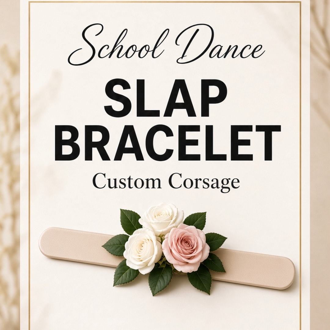 Custom corsage bracelet with white and blush roses