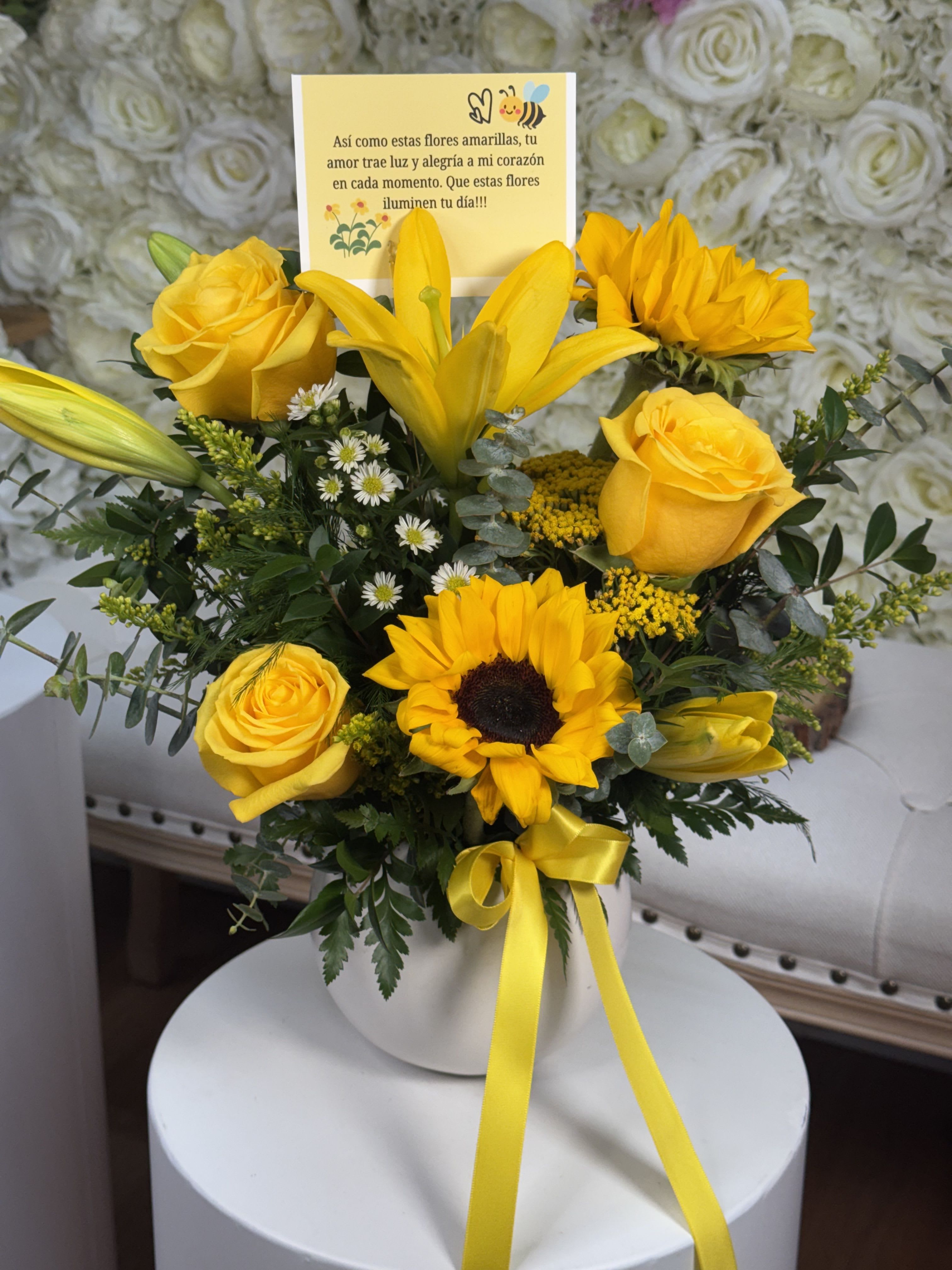 Yellow Bloom Delight - Send a little sunshine with this cheerful yellow floral arrangement, perfect for brightening any day.