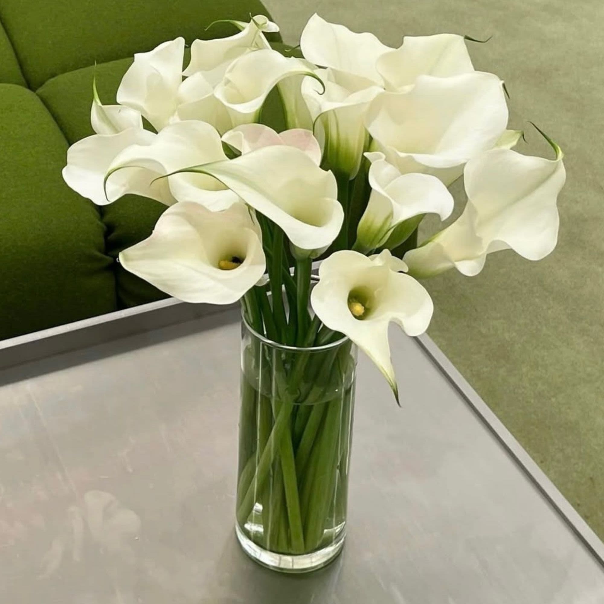 White Calla Lilies  - 20 white calla lilies in a vase  (included)