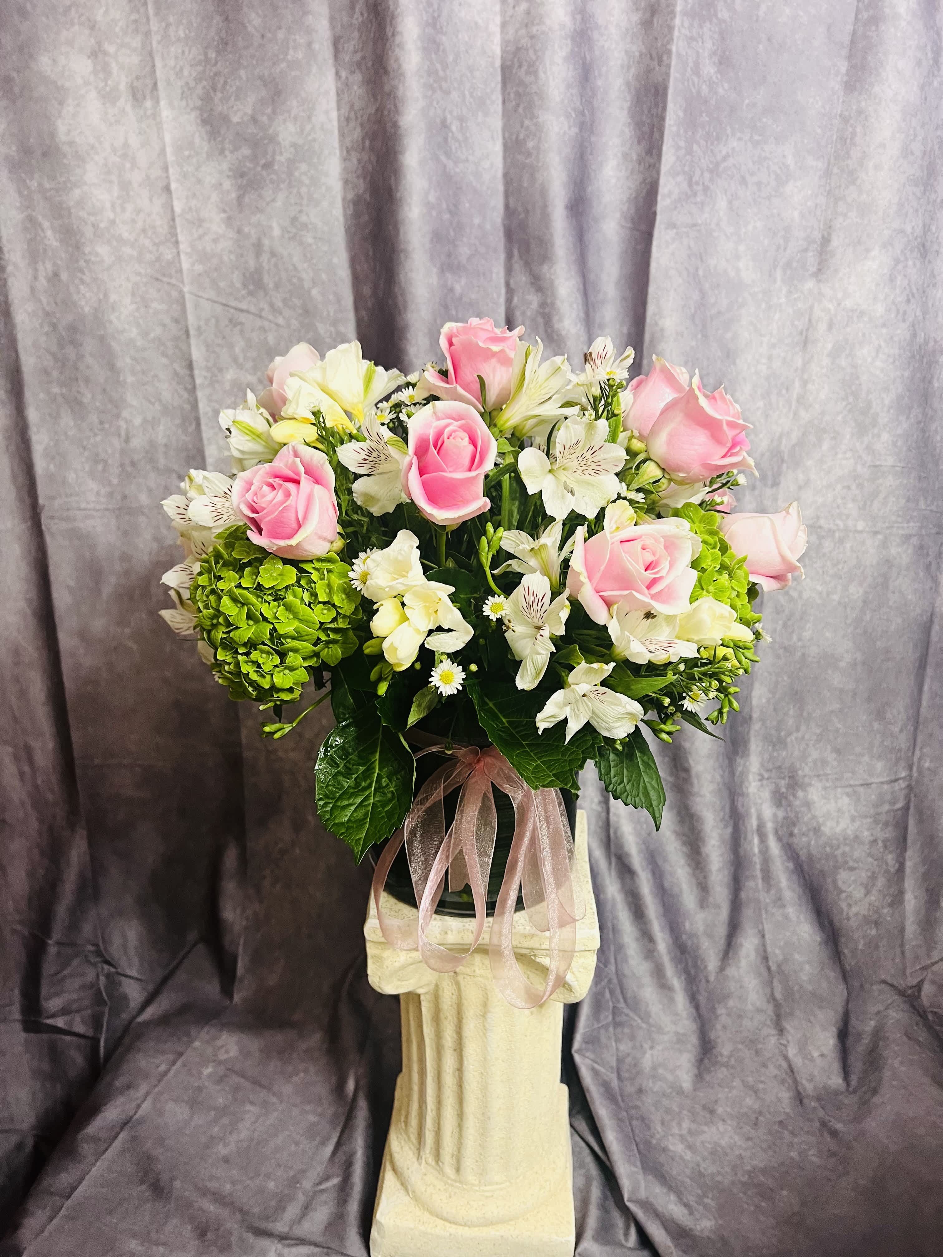 Pink Perfection  - Beautiful and cheerful a bit of light pink roses and mixed of natural green and white theme perfect for any occasion!