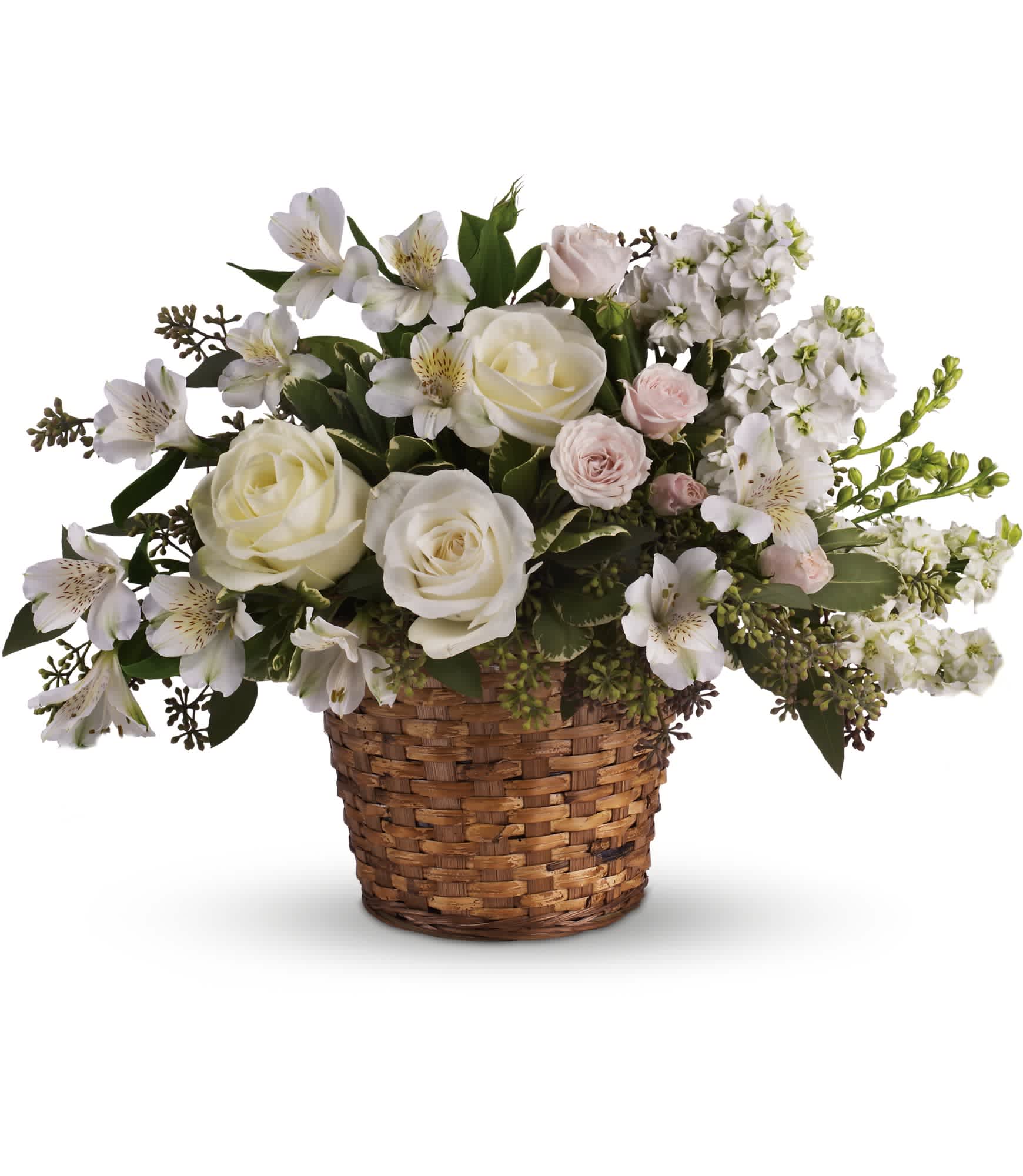 Love's Journey by Teleflora - Your message of caring will be as clear as day when you send this pure white and pretty basket to the bereaved.  