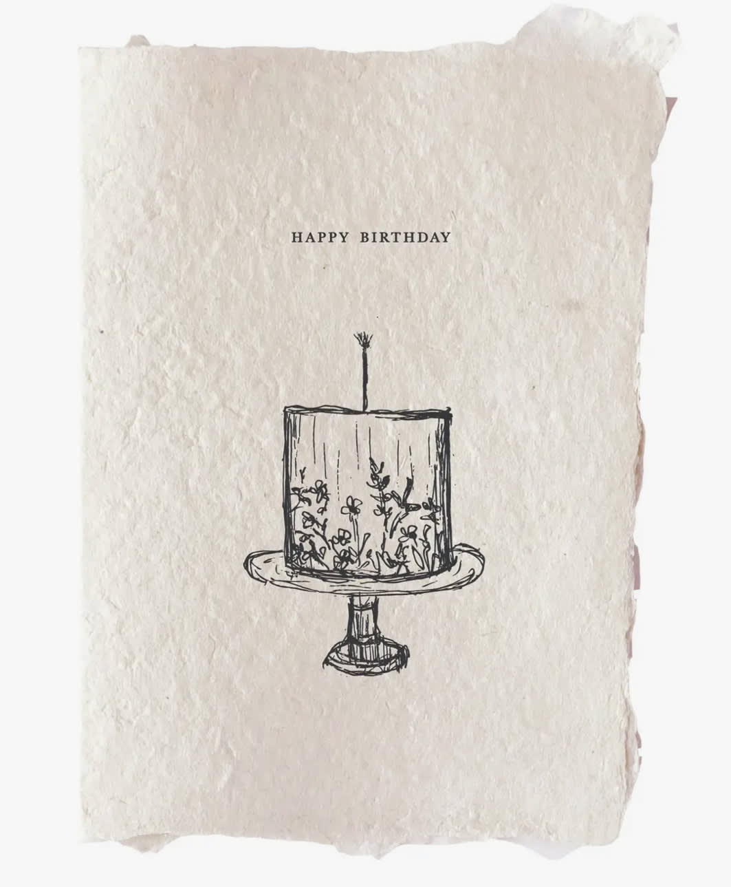 Birthday card with a sketch of a cake on a stand