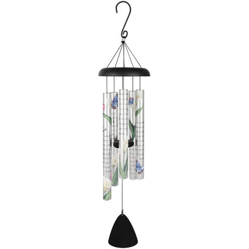 Decorative wind chime with floral and butterfly prints