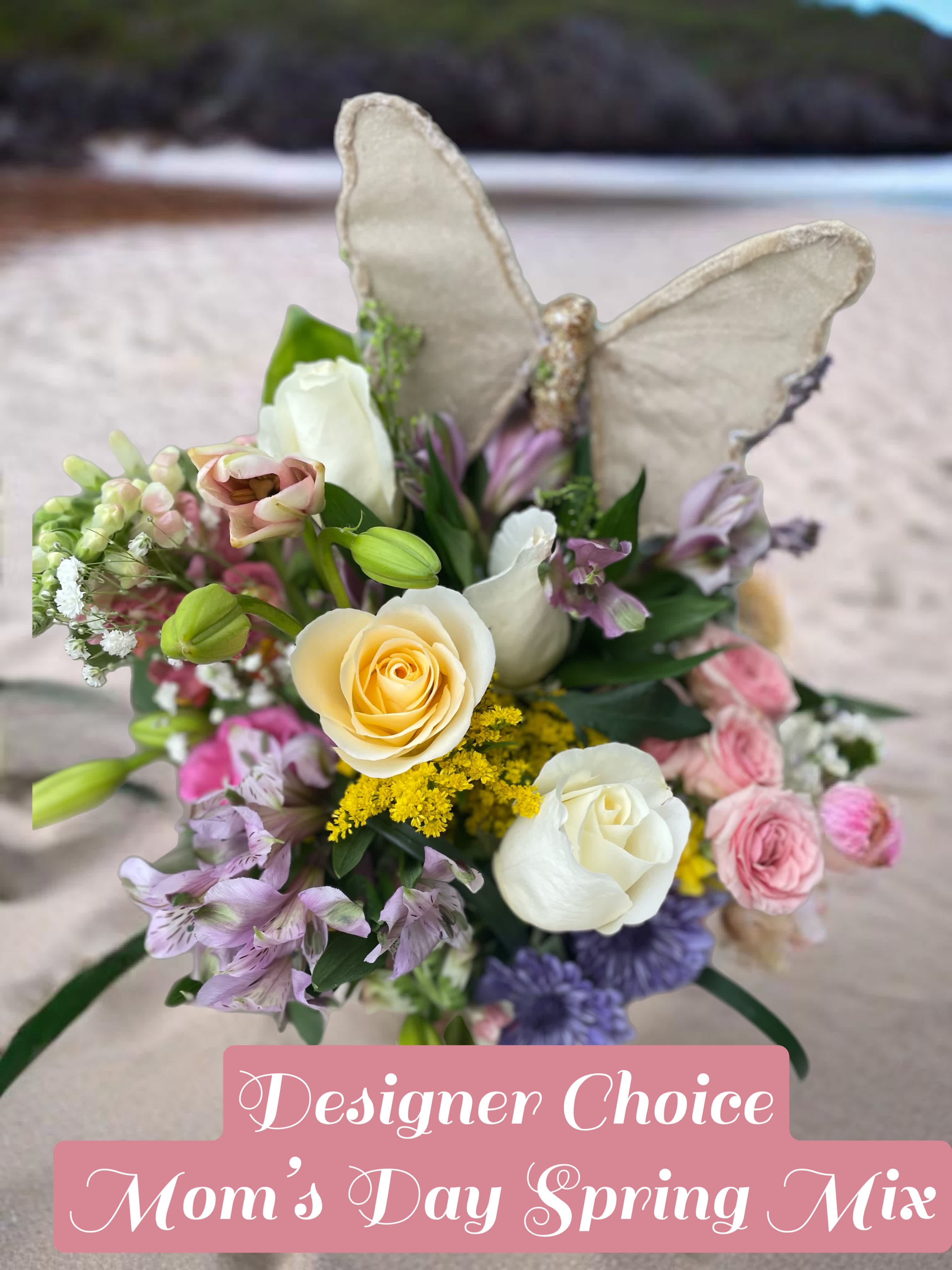  Designer Spring Mix - When they say they don't want anything for Valentine's Day they are LYING. Get them this sweet arrangement to celebrate your love.  Approximate Dimensions: 18"D x 18"H