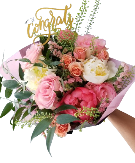Congratulations Bouquet - Peonies, Roses, Spray roses, Other Beautiful fillers flowers
