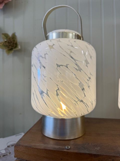 Rechargeable lantern - rechargeable lantern outdoor or indoor handblown glass includes charger **will ship-- call store to set up**