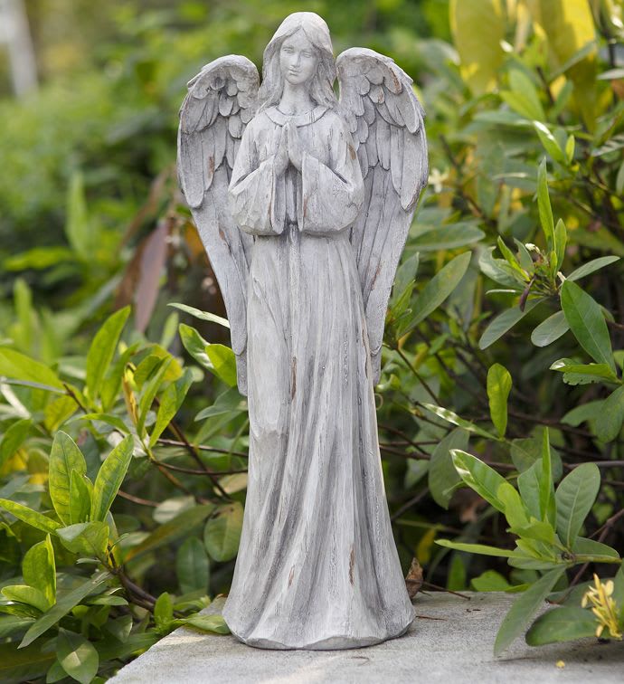 Tall Angel  - Height (in) 16.25 Material Resin Color Stone