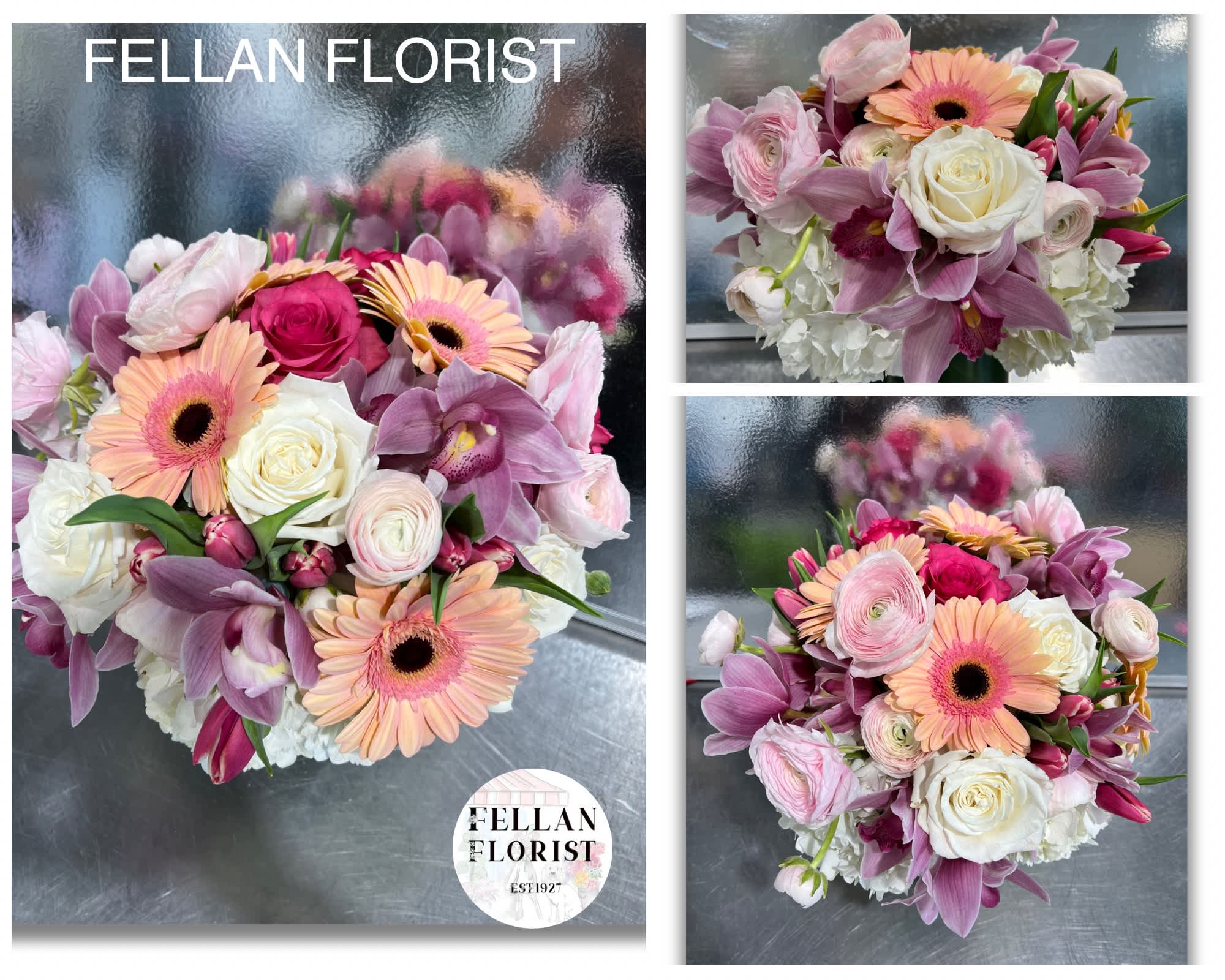 ASSORTED PINKS BOUQUET - ASSORTED PINKS IN MEDIUM GLASS CYLINDER