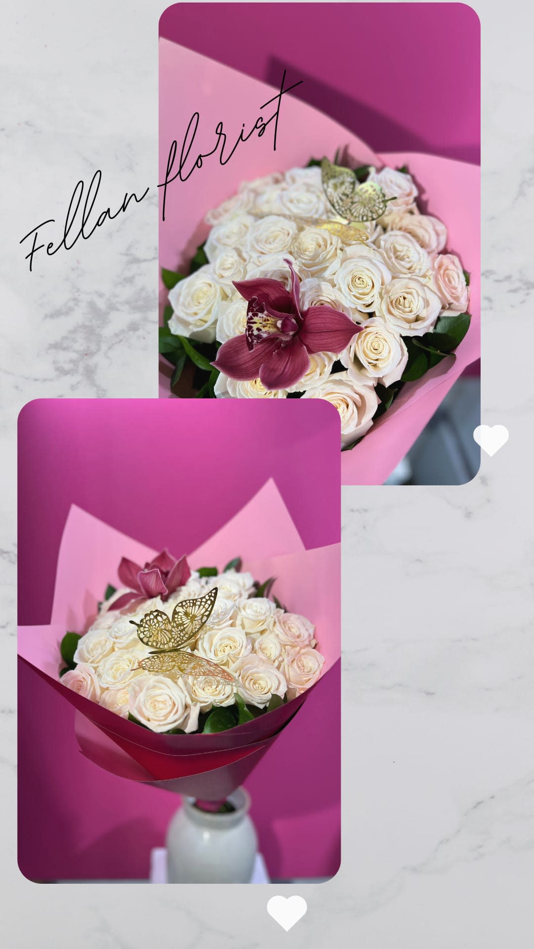 BUTTERFLY WHITE - 24 BEAUTIFUL WHITE ROSES "CUT BOUQUET"