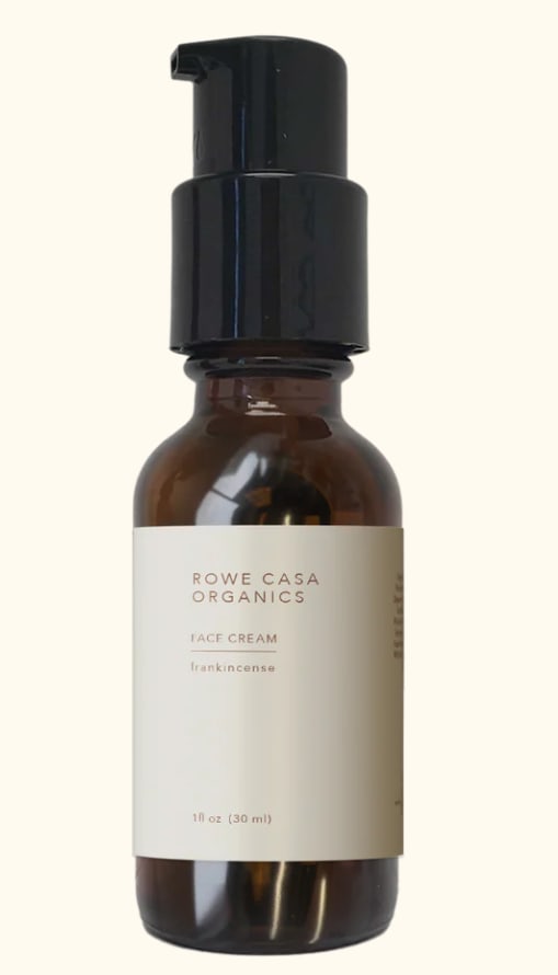 Amber pump bottle labeled face cream