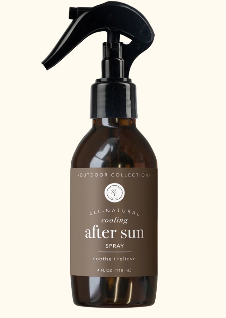 Brown spray bottle labeled after sun spray