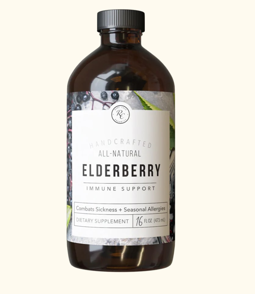 Amber bottle of elderberry immune support supplement