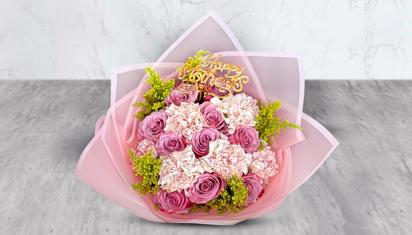 Purple Roses &amp; Carnations  - it's a Sweet Arrangement With flower Mix 