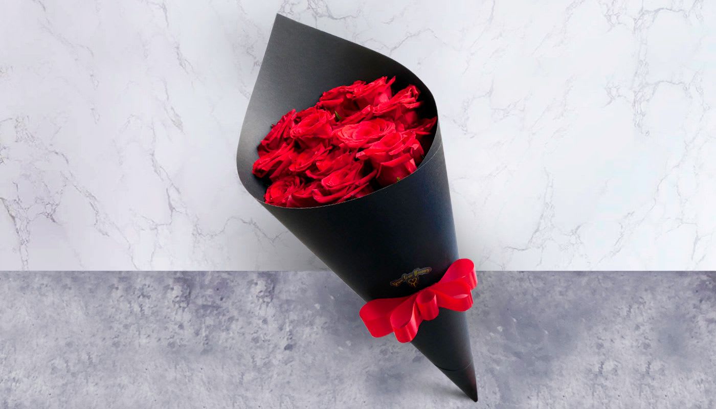 Cone Of Red Roses - contains 20-25 Roses 