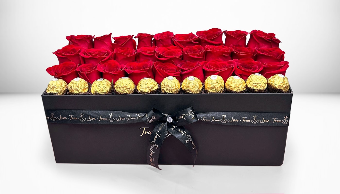 Ferrero Box  - 40 red Roses &amp; chocolate Ferreros 