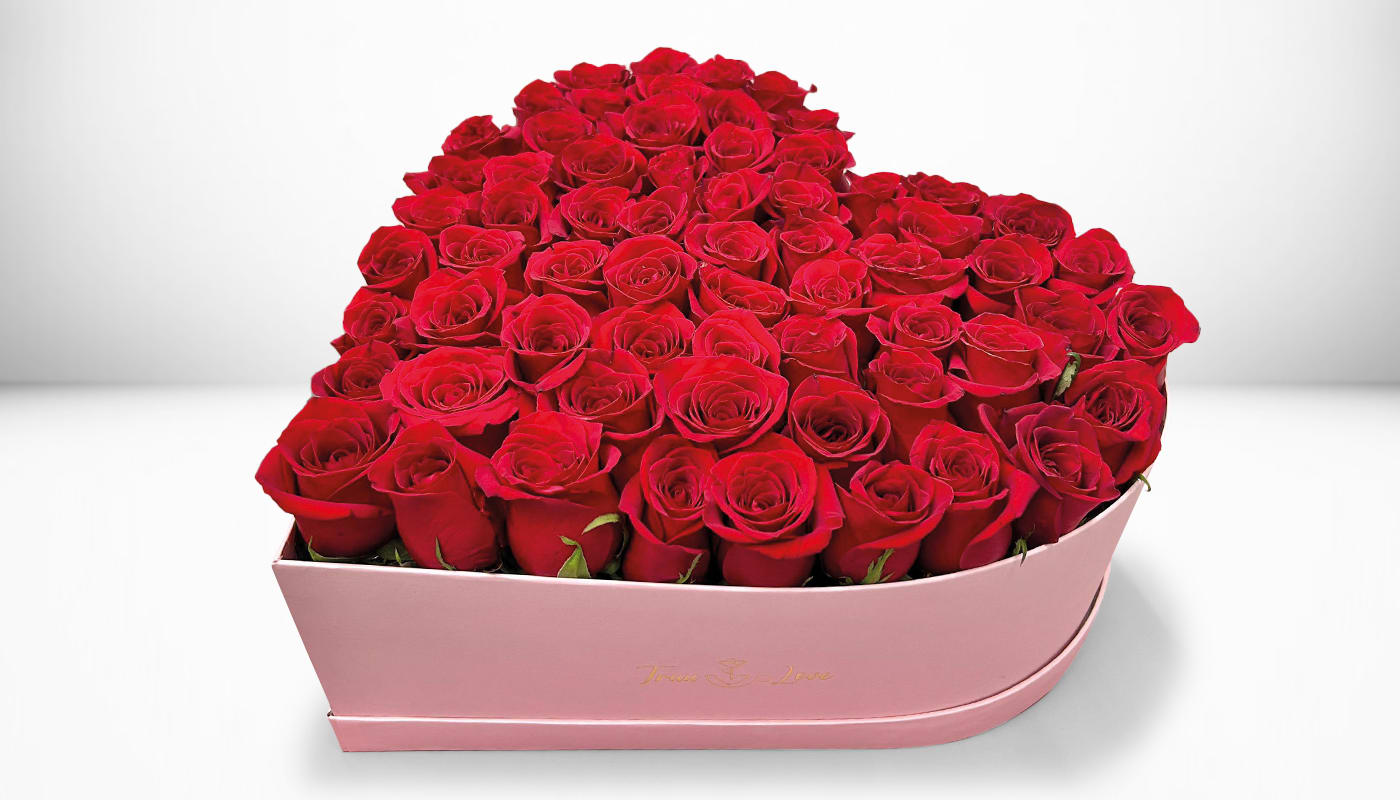 Happy Valentines Big  Heart  - 70- 80 Roses 