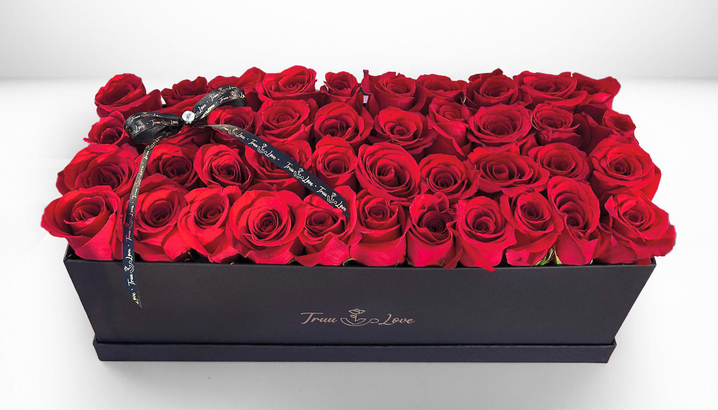 Endless Love Flat box  - full red Roses 70-89 Roses  