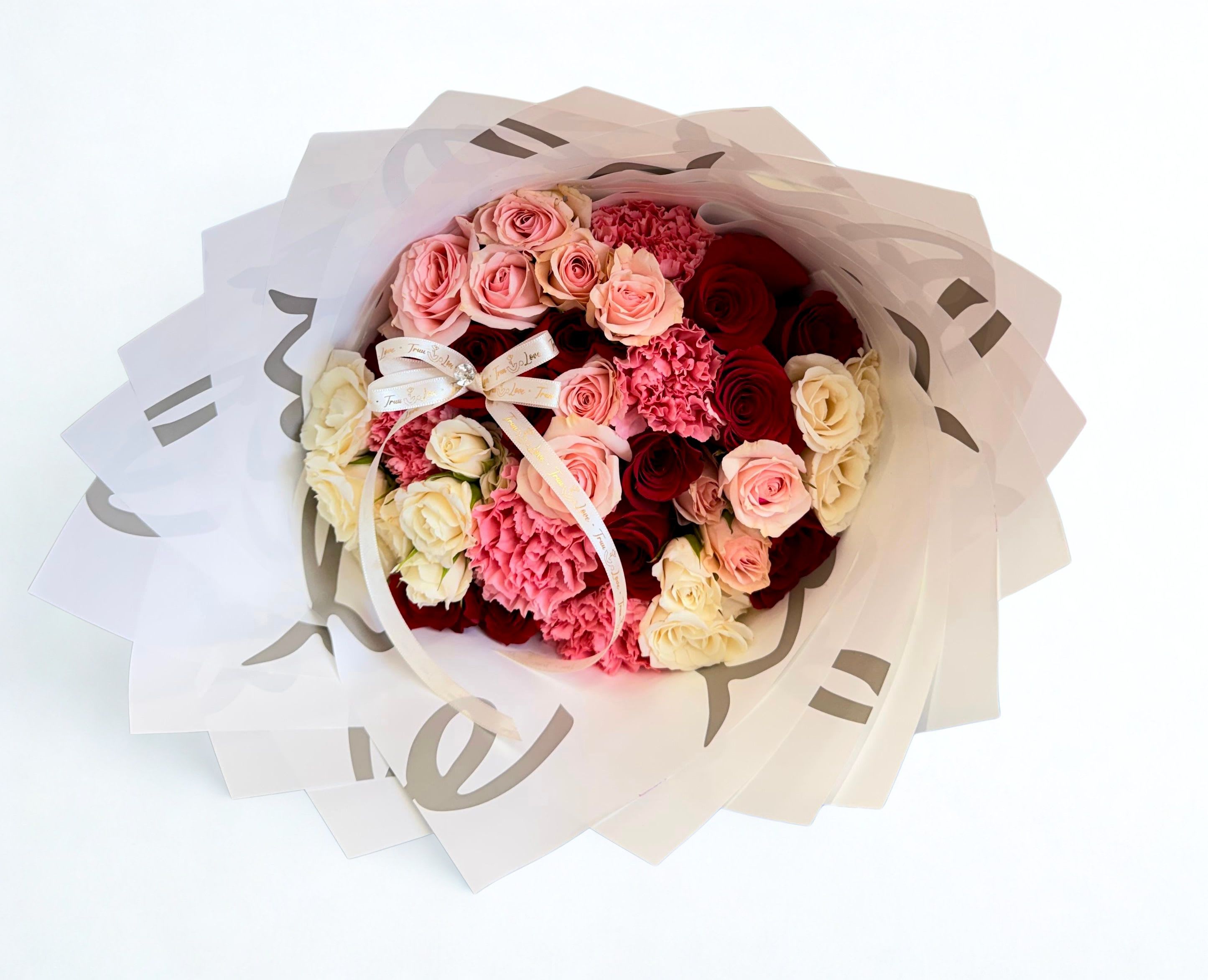 Mom's Romantic garden  - red roses and mix 