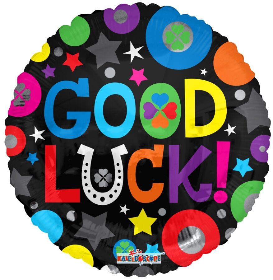 Good Luck Balloon - 18" Good Luck mylar balloon. Filled with helium. Stays afloat up to 7 days. Styles my vary due to availability