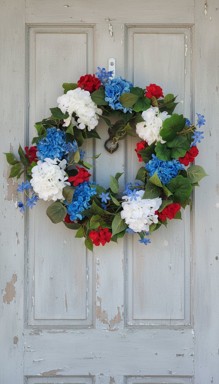 Patriotic Door Wreath  - Silk floral grapevine wreath