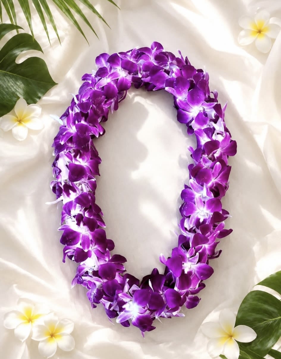Orchid Lei  - Violet cymbidium orchid Lei. Variety colors of orchids, please contact shop to choose your specific color.