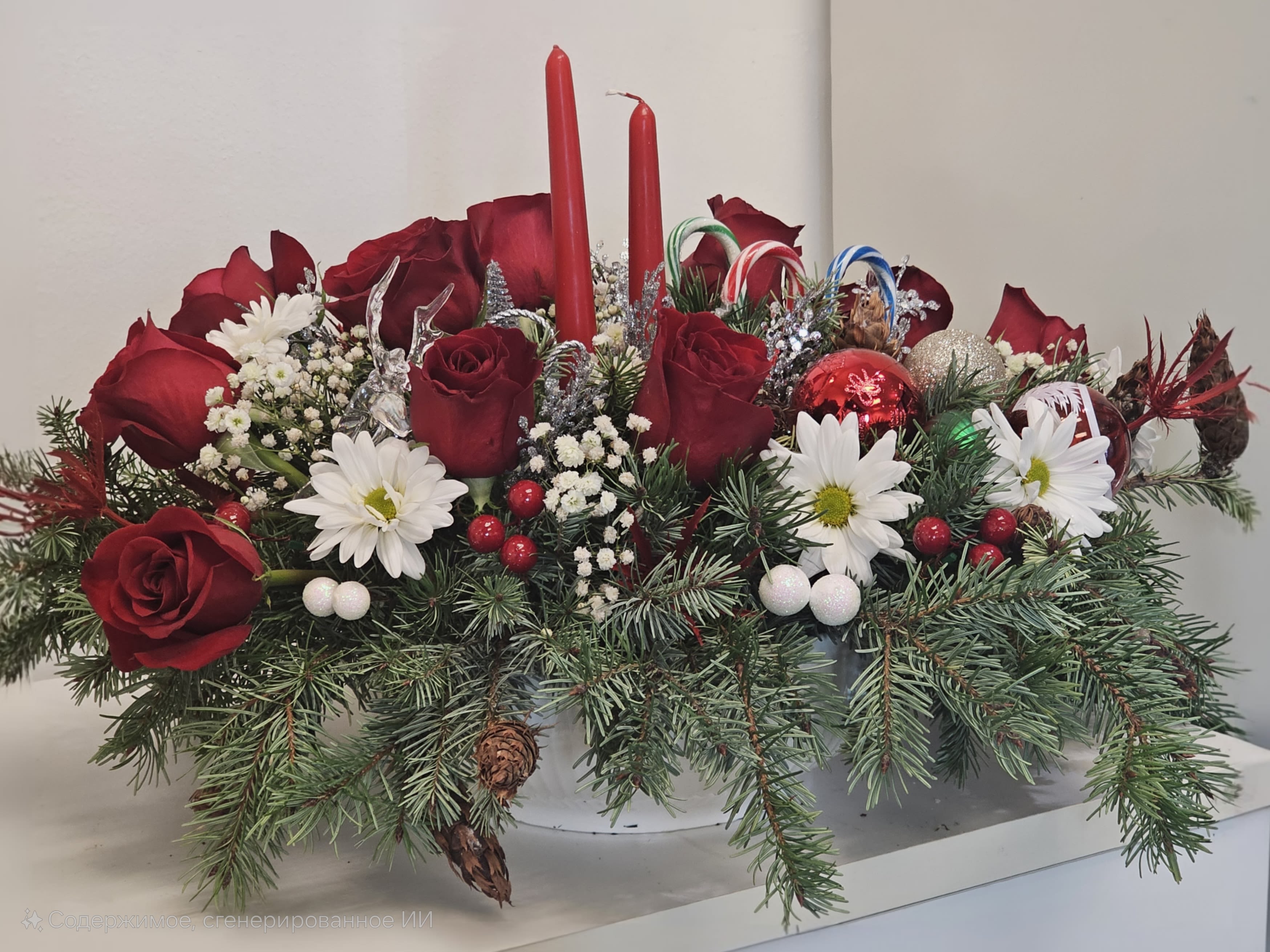 Beautiful Christmas arrangement with candelas - Beautiful Christmas arrangement with candelas