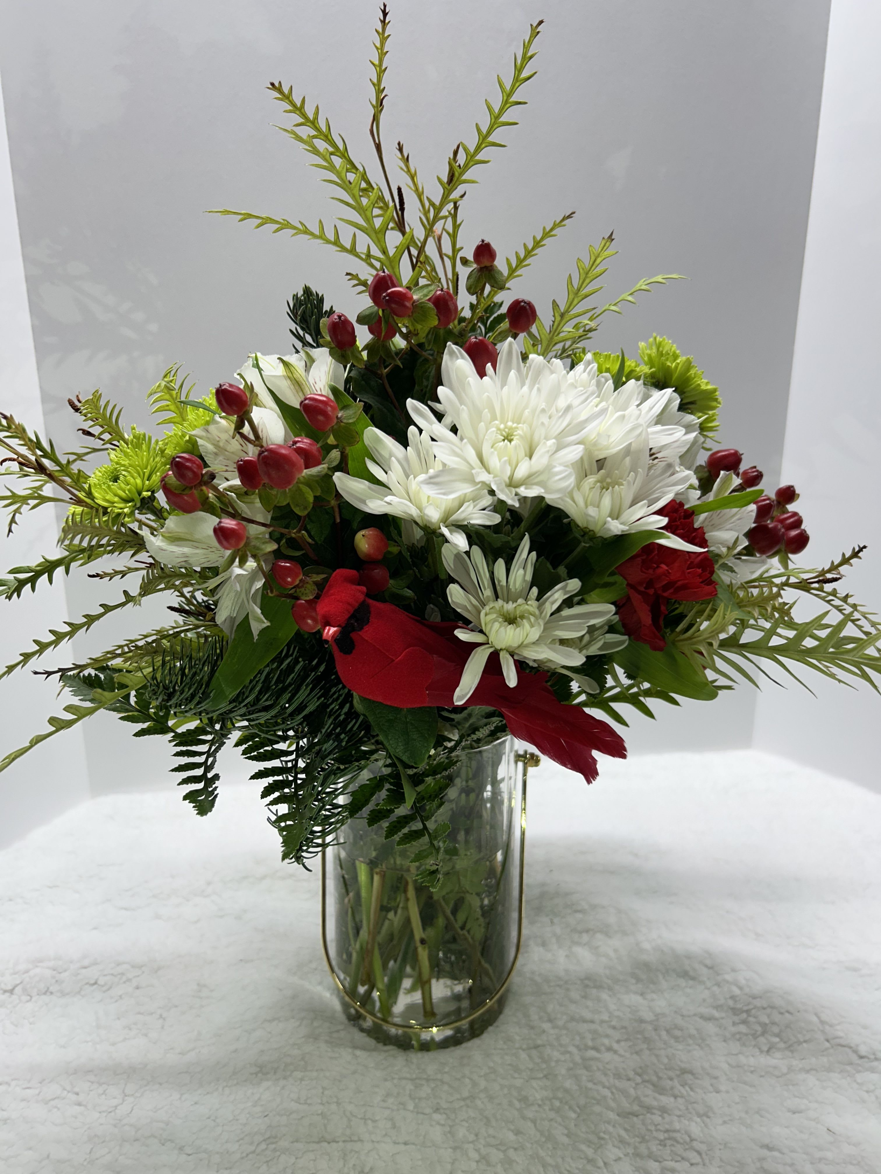 Christmas Cheer  - Fresh vase pine arrangement