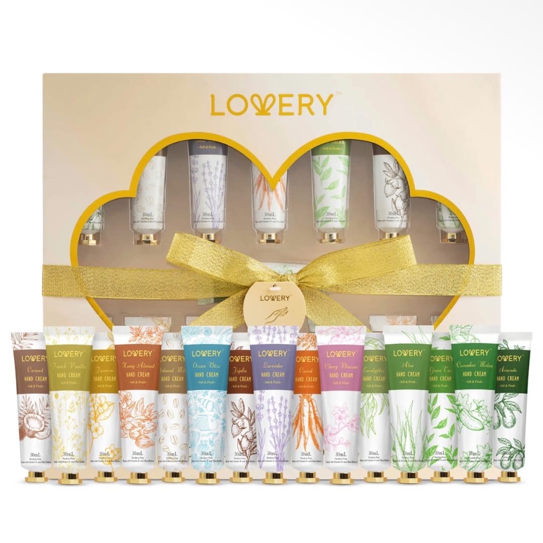 Gift set of hand creams in a ribbon-tied box