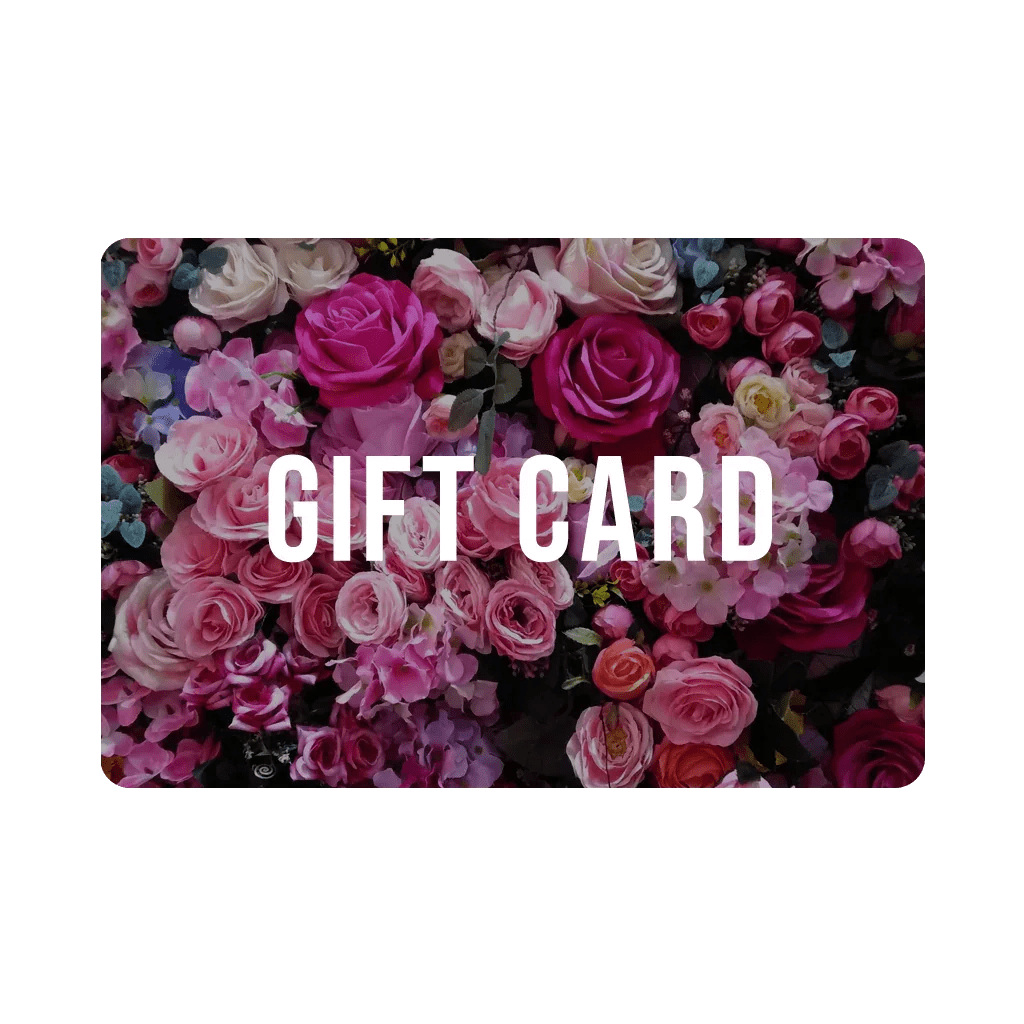 Gift card with a pink rose floral background