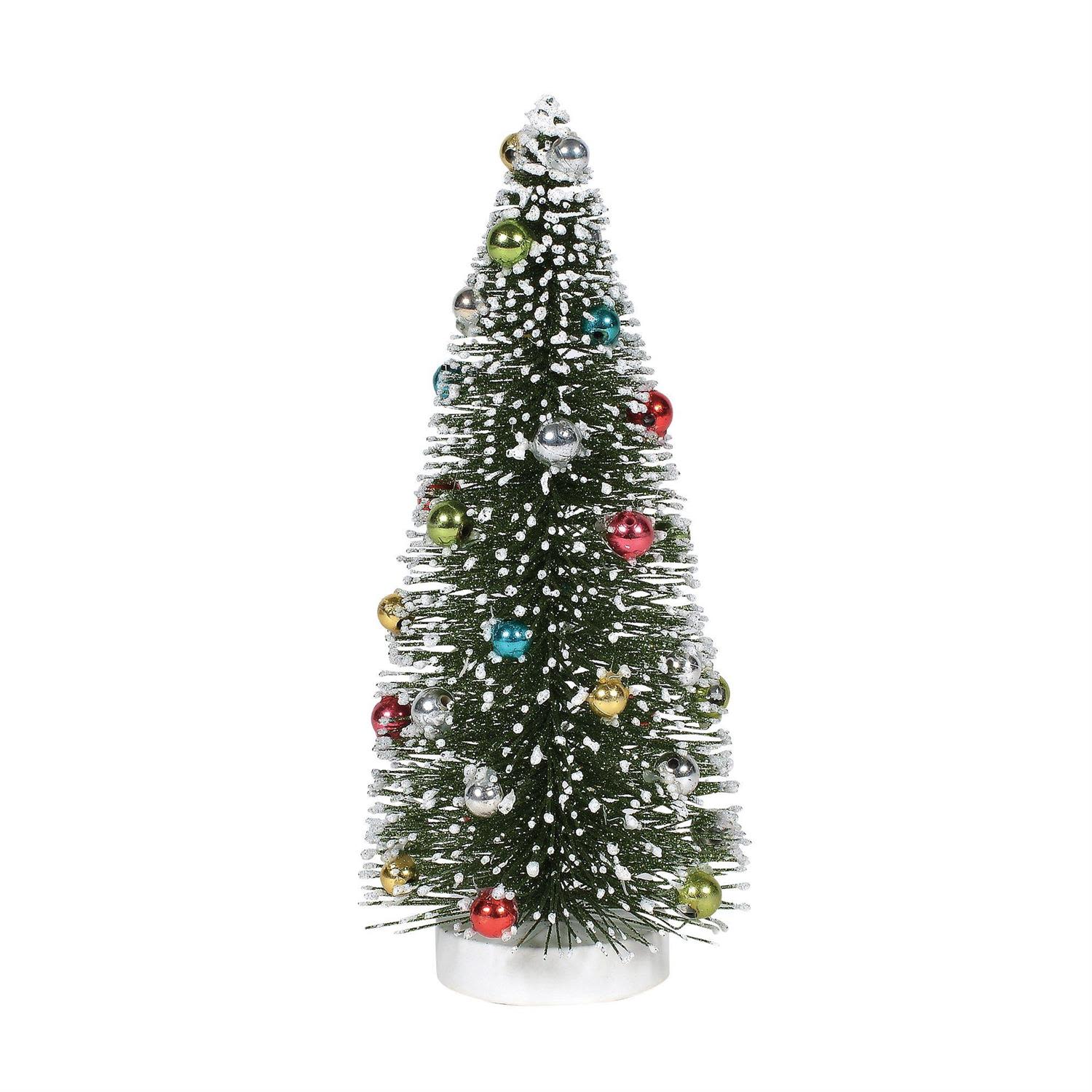 Mini Holiday Time Tree - The Mini Holiday Time Tree sparkles with the joyful magic of The Nutcracker and the Four Realms of Christmas. Covered in bright, glass-like ornaments in festive jewel tones, this charming sisal tree feels as though it was plucked straight from the Realm of Sweets—where color, whimsy, and wonder fill every corner. A gentle dusting of snow accents its deep green branches, capturing the enchantment of a winter celebration in full glow.  Standing 9 inches tall, this hand-crafted tree is the perfect centerpiece for holiday villages, mantle displays, and Nutcracker-themed décor. Its cheerful brilliance and classic silhouette bring a sense of nostalgia and festive delight, making it a captivating addition to any Christmas vignette.  Let this shimmering little tree bring the magic of the Four Realms into your home, one enchanting holiday moment at a time.