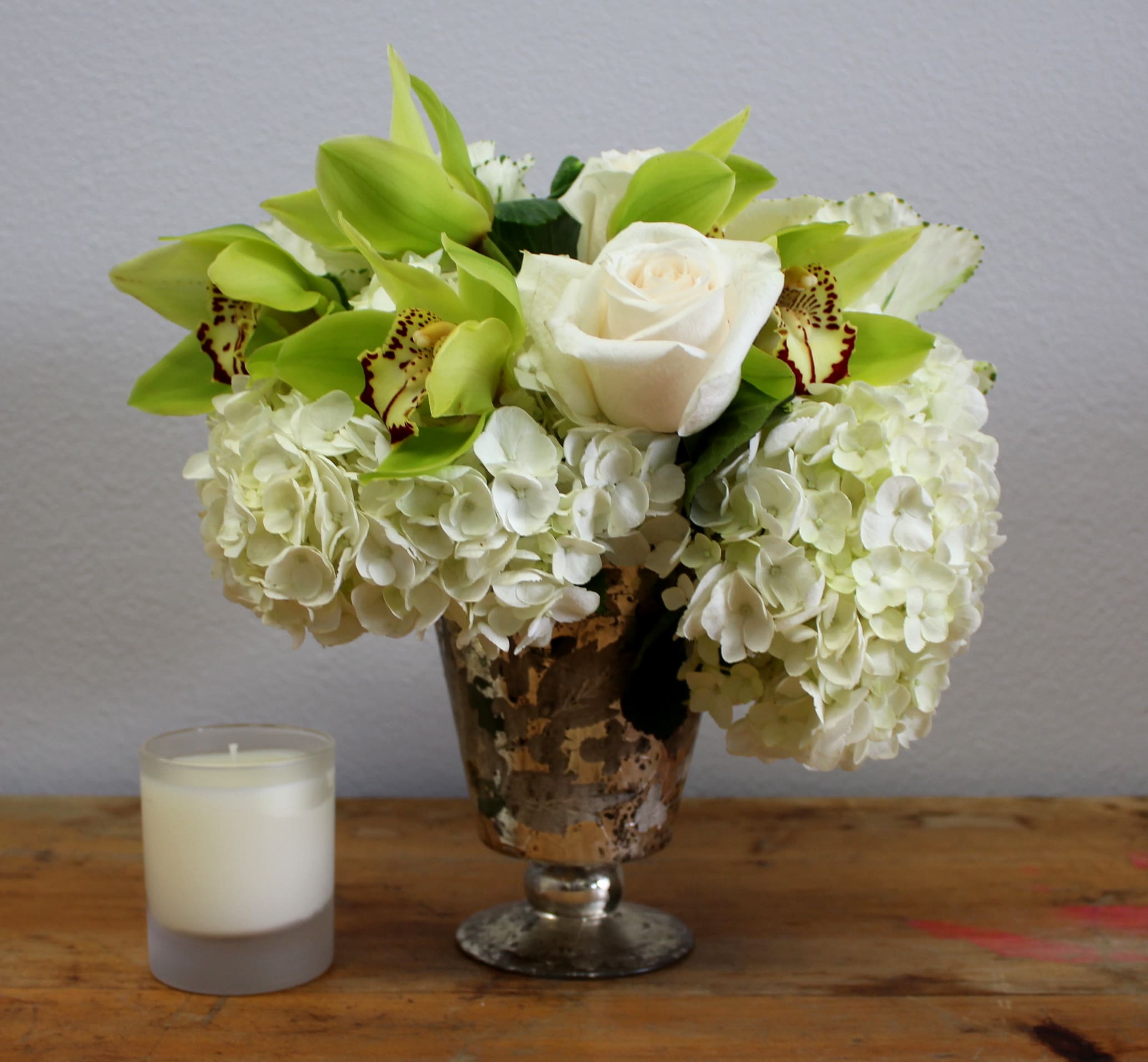 White Hydrangea Arrangement in Manhattan Beach, CA | Manhattan Village