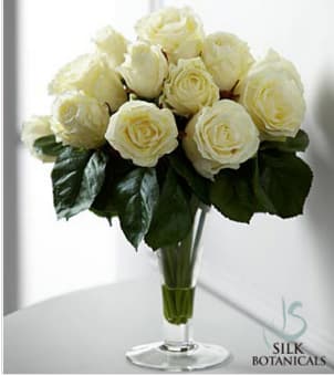 Jane Seymour Silk Botanicals White Roses In Glass Vase By Ftd Sympathy