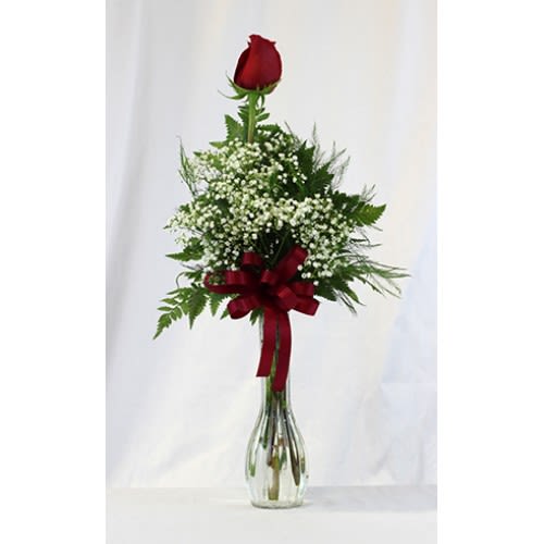 Single Red Rose In A Bud Vase In Brooklyn Ny Flowers By Emil