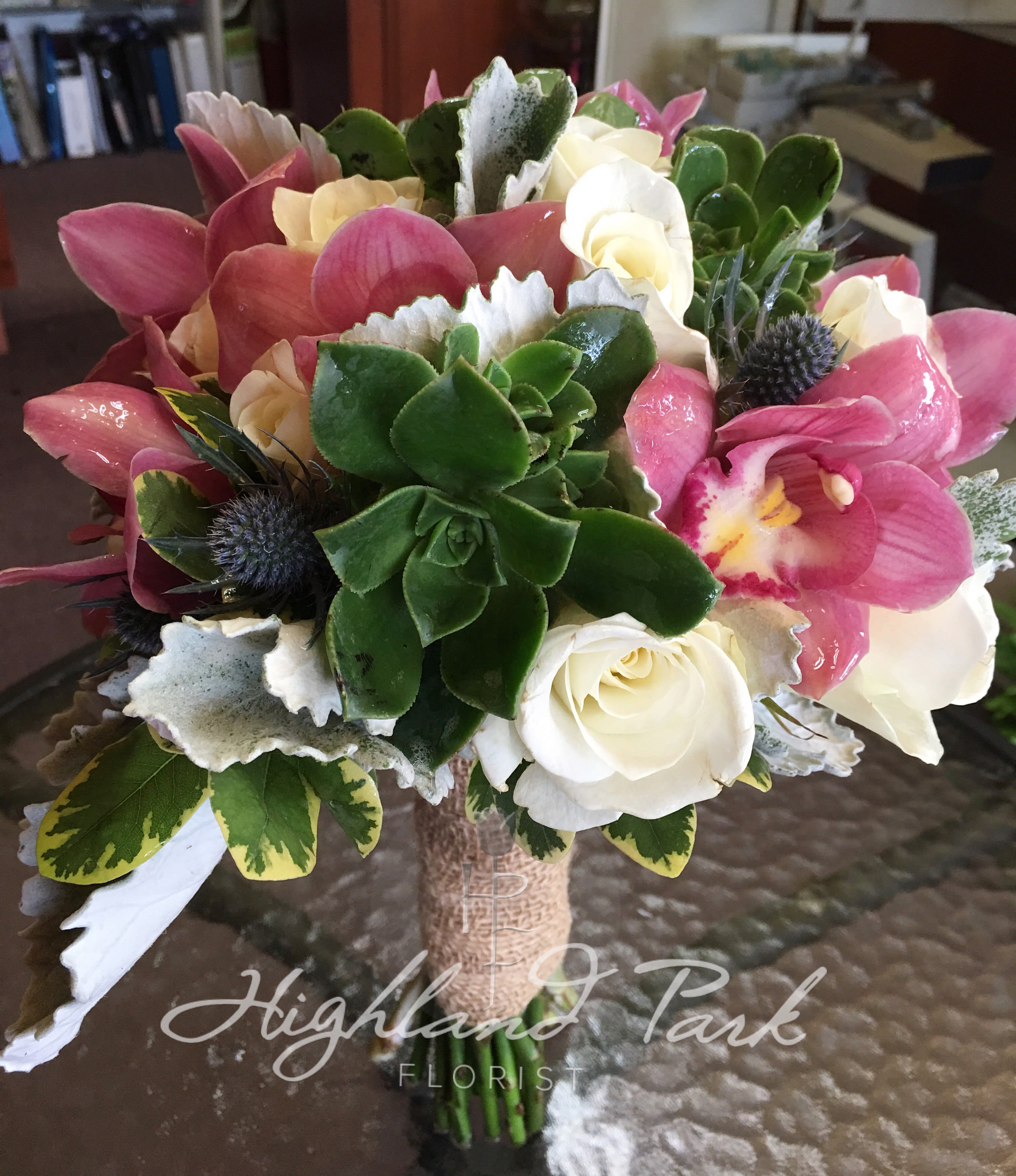 Suculent Orchids Wedding Bouquet In Los Angeles Ca Highland Park Florist