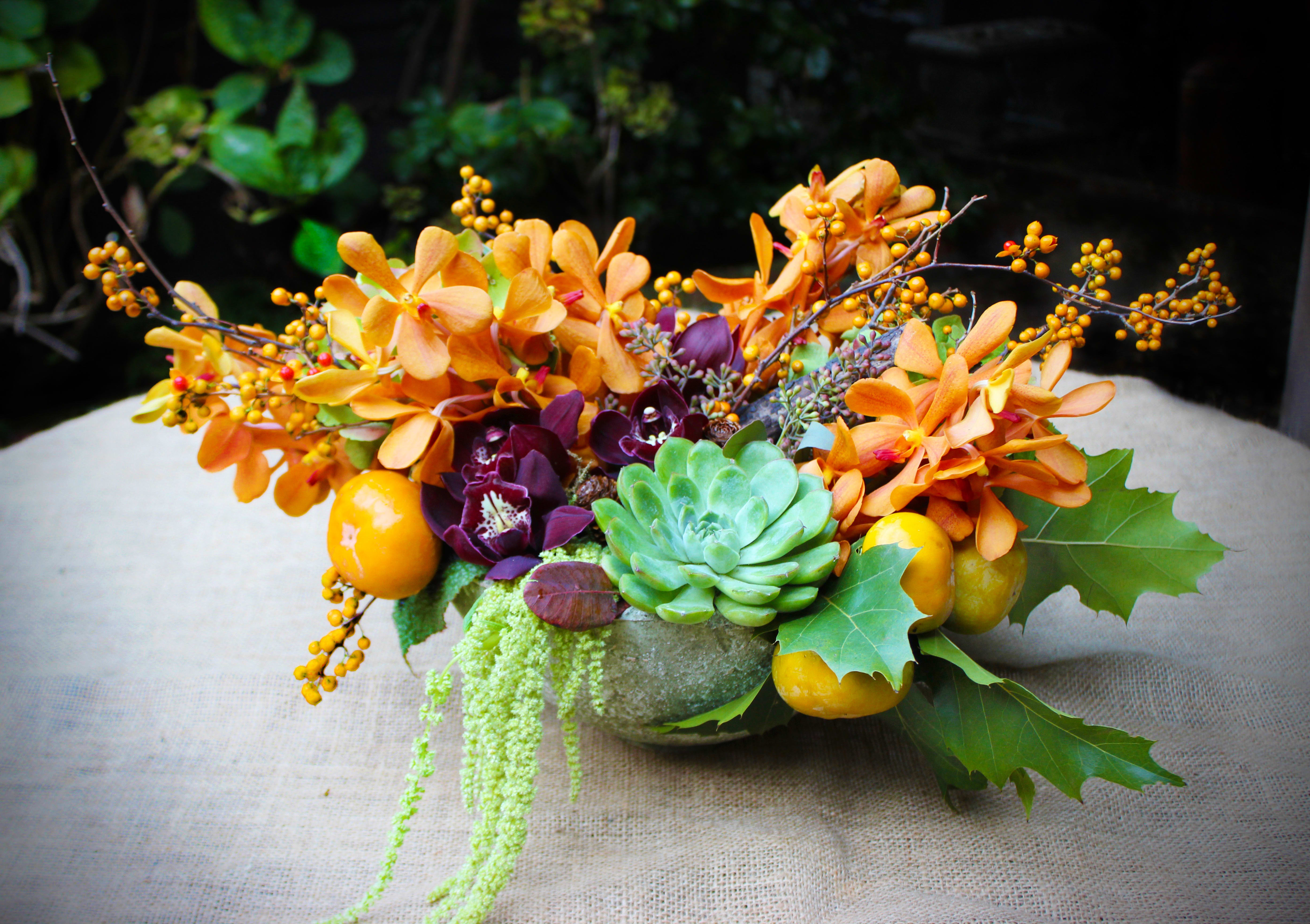 Mokara Orchids And Succulent In Santa Monica Ca Domini Carrington Floral Designs