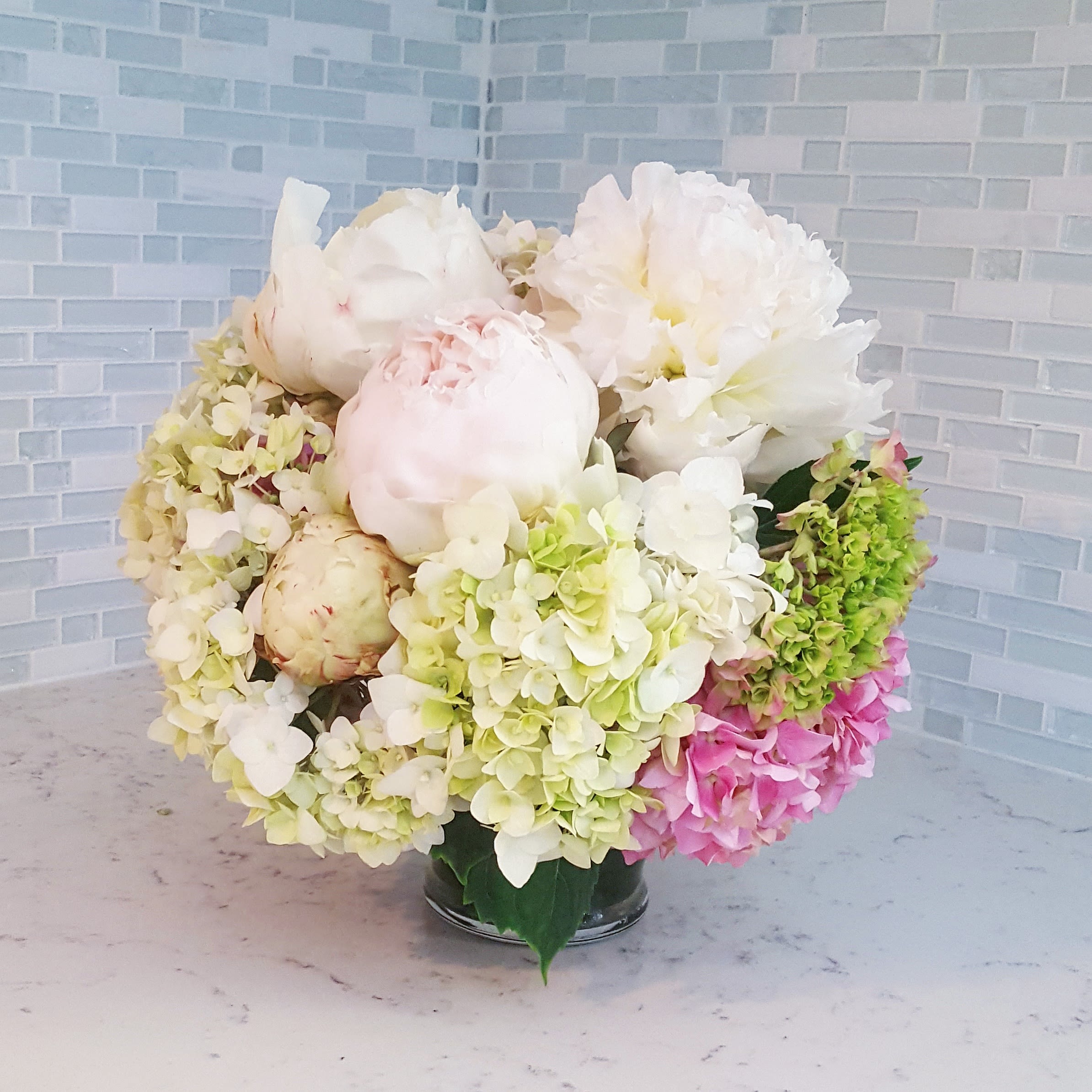 Peony And Hydrangea Luxury Centerpiece Arrangement By Dahlia Bud Flower