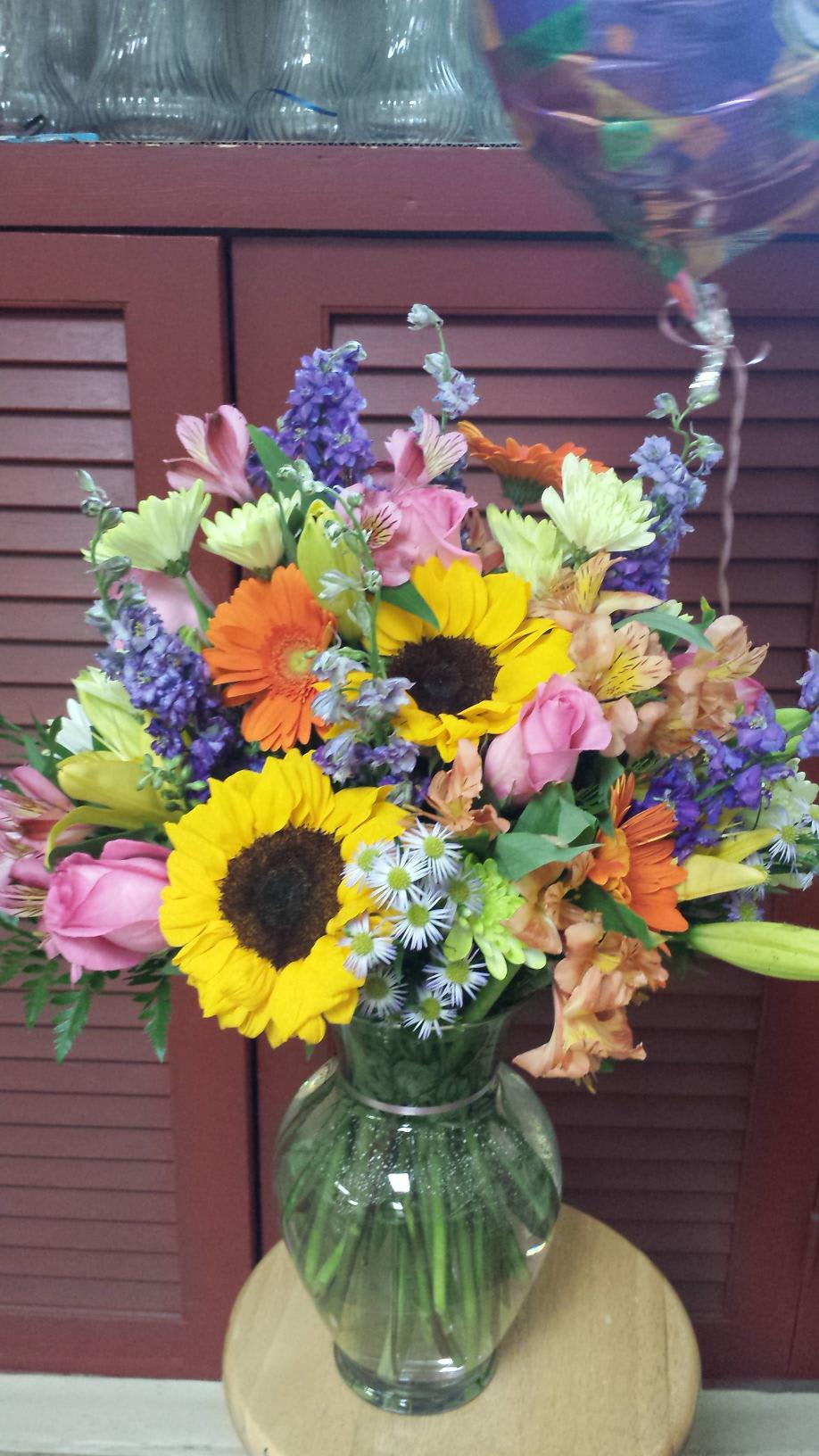 Wild Flowers Sunflowers With Vase By Bristol Florists
