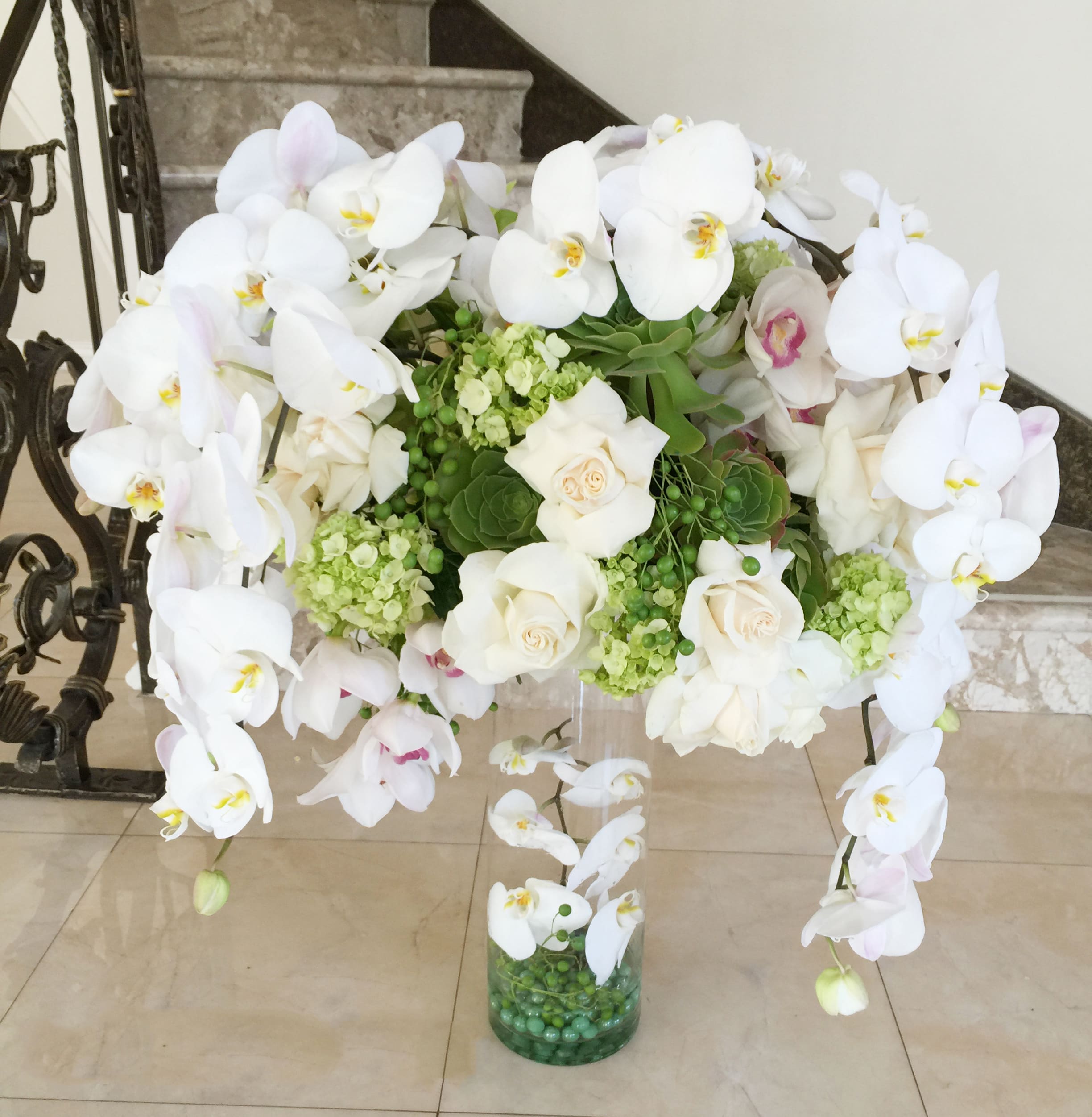 Orchids And Roses Arrangement In Burbank Ca Le Jardin Prive