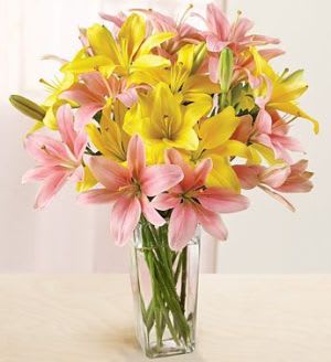 Pink Yellow Lily Bouquet In San Jose Ca Valley Florist