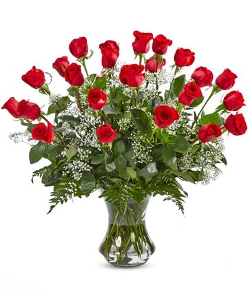 2 Dozen Roses In A Vase In Glendale Ca Honey Bee Flowers