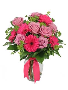 Pink Gerbera Daisies And Lavender Roses Bouquet In Hampton Falls Nh Flowers By Marianne