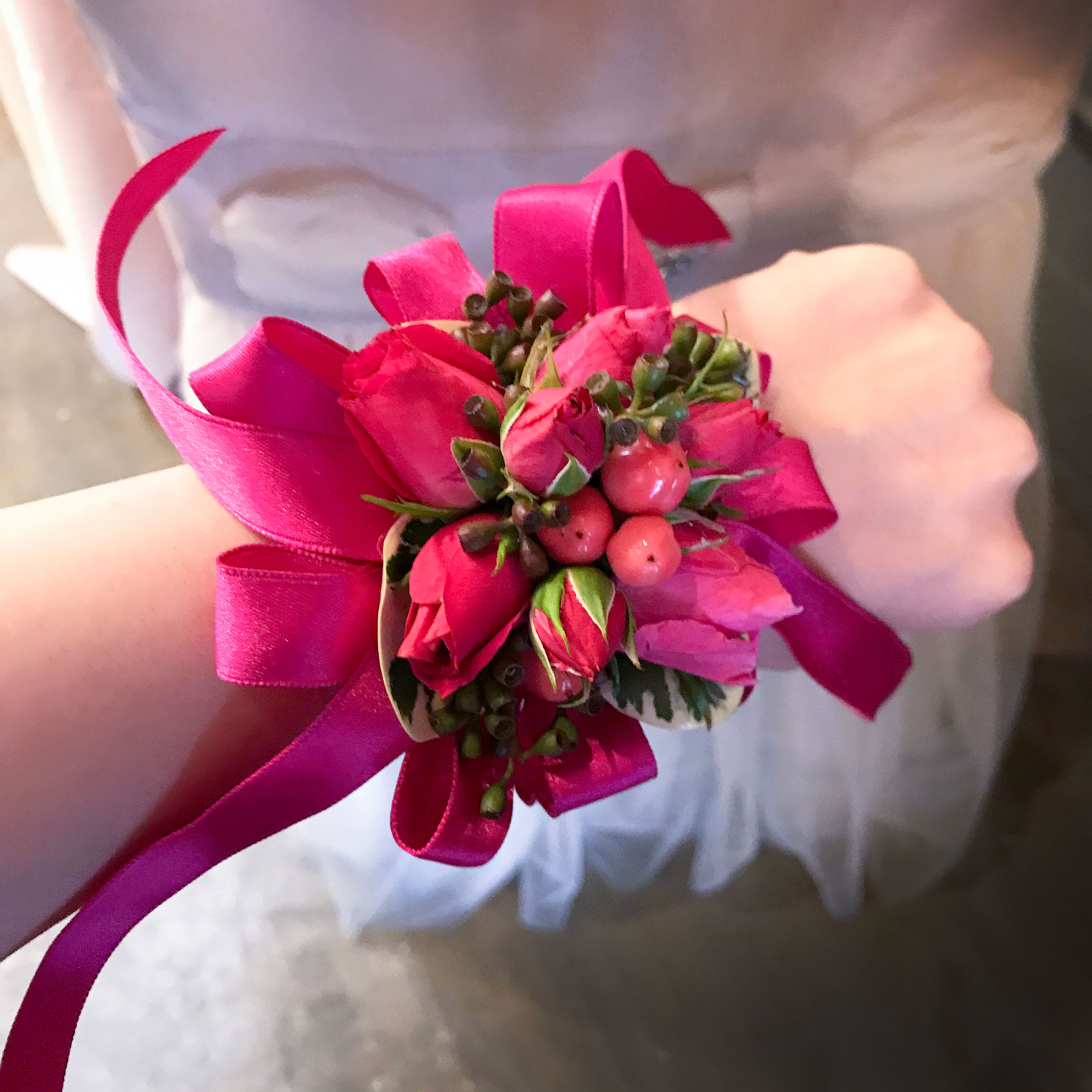 red corsage for prom