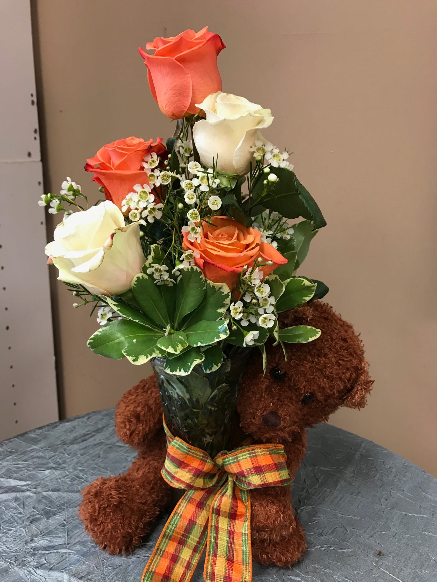 rose petal teddy bear