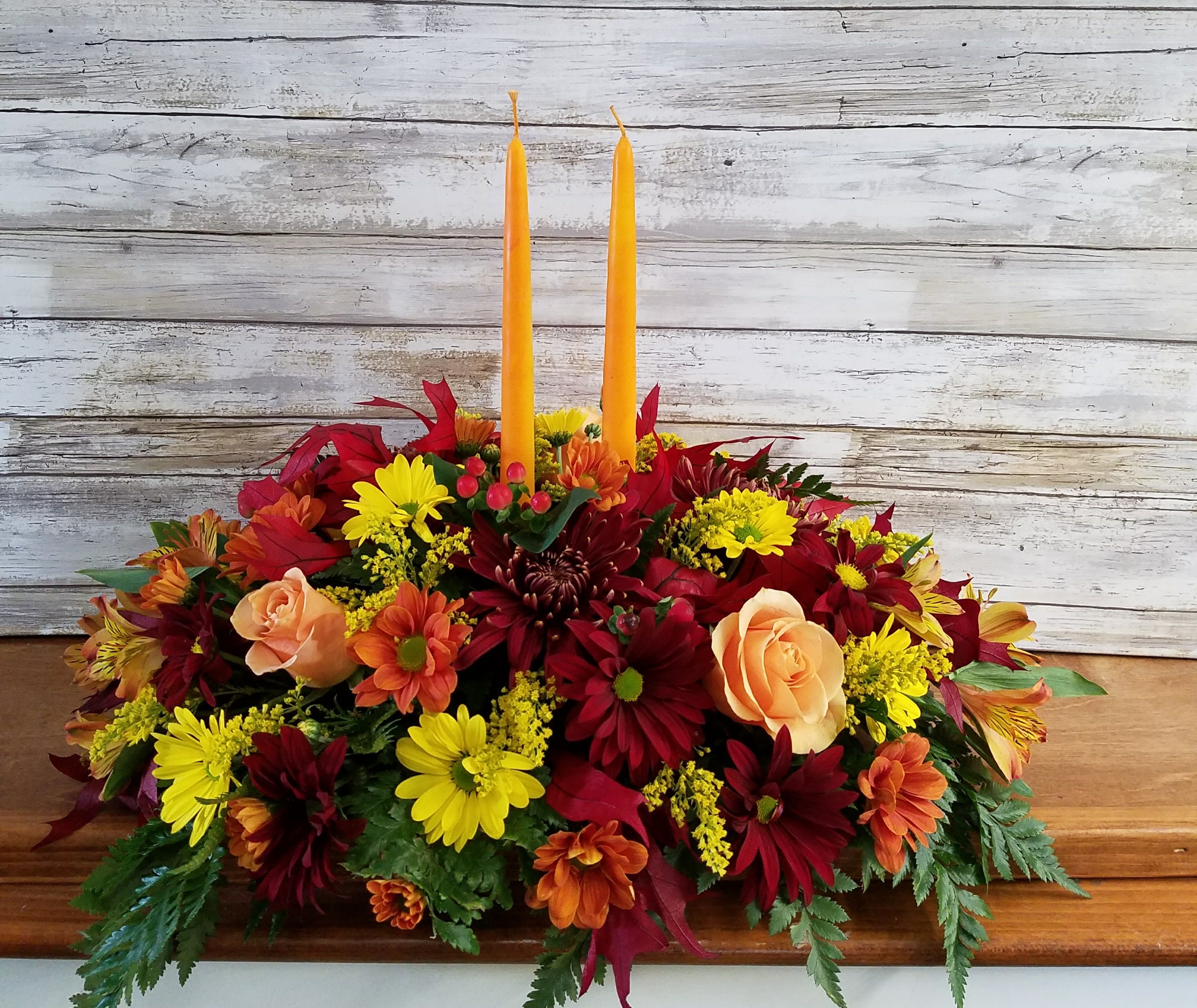 Thanksgiving Centerpiece with Candles in Point Pleasant, NJ | Purple ...