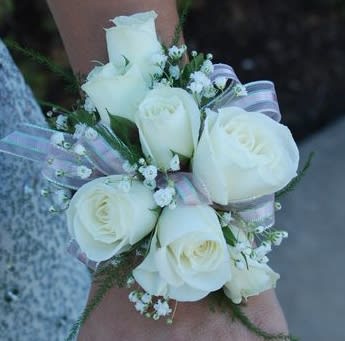 white wrist corsage