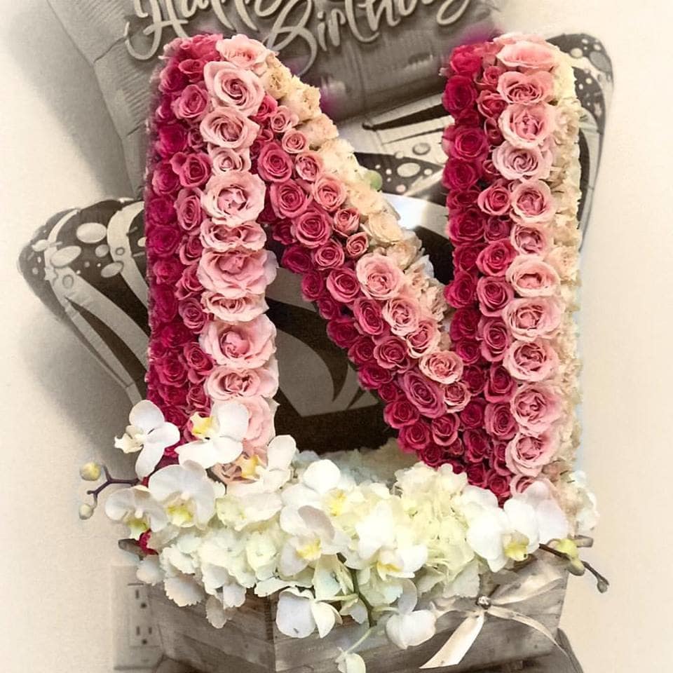Letter Or Number Standing Flower Box By Boxed Flowers And Sweets