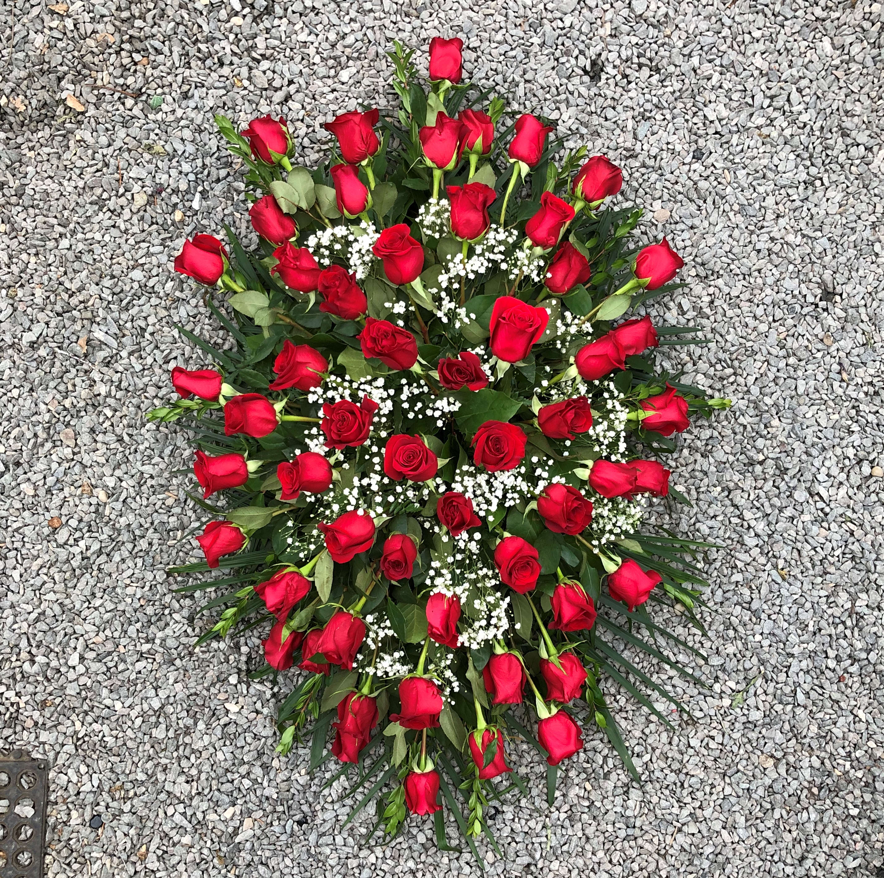 Evans Red Rose Funeral Spray In Peabody Ma Evans Flowers