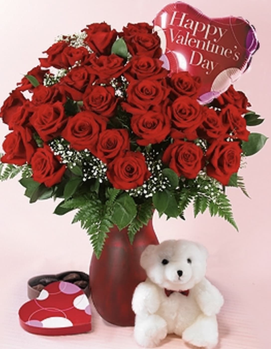 flowers chocolate and teddy bear